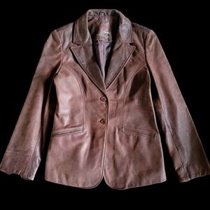 Rogue Leather Reilly Olmes 100% Genuine‎ Leather Distressed Jacket Brown Medium